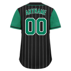 Custom Black Green Stripe Baseball Jersey, 100% Polyester