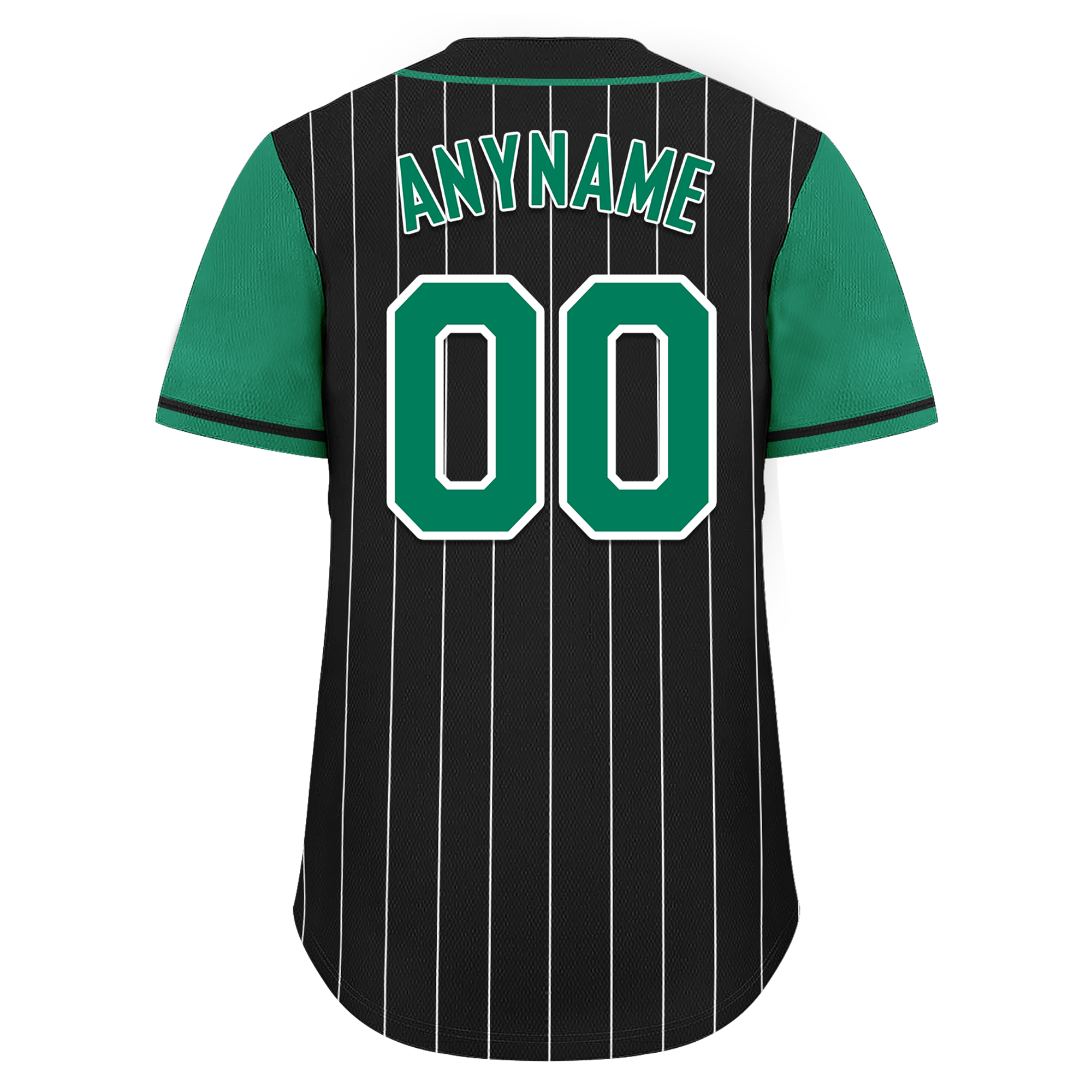 Custom Black Green Stripe Baseball Jersey, 100% Polyester