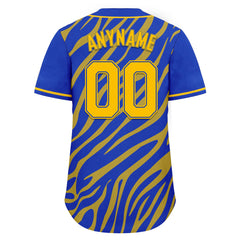 Custom Blue Yellow Zebra Pattern Personalized Authentic Baseball Jersey BSBJ01-D020201-16