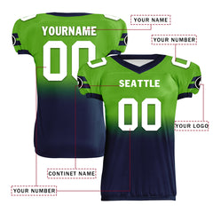 Custom Green Blue Fade Fashion Seattle High-Performance American Football Jersey FBJ06-D020252-27