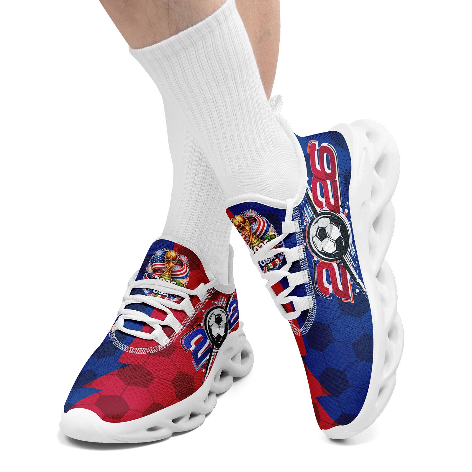 Custom United States 2026 World Cup Sneakers DIY Country Flag Running Shoes Lightweight Sport Shoes Gift for Football Fans Personalized Team Name and Logo FN003-F028035-4