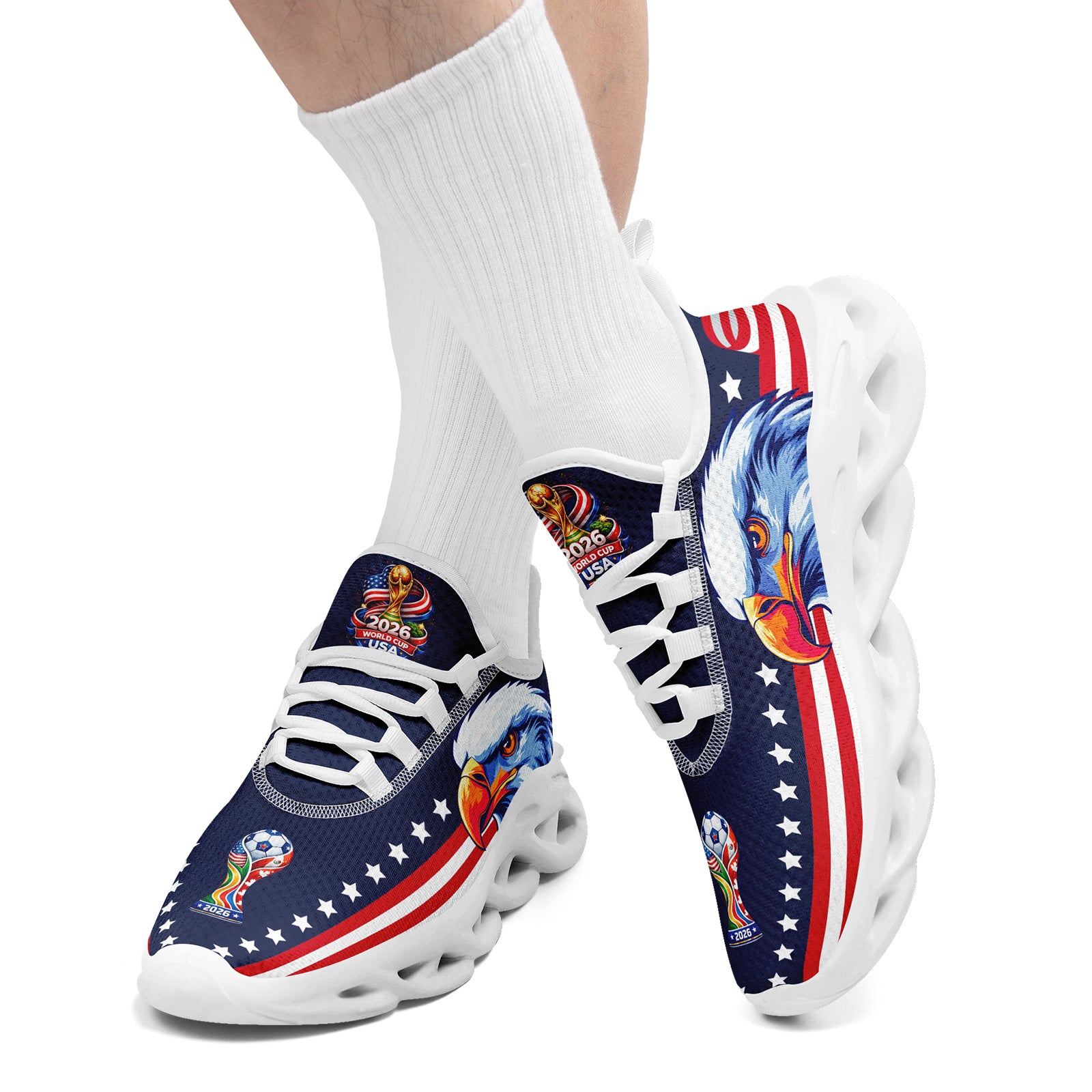 Custom United States 2026 World Cup Sneakers DIY Country Flag Running Shoes Lightweight Sport Shoes Gift for Football Fans Personalized Team Name and Logo FN003-F018032-4