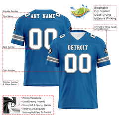 Custom Bule Detroit Personalized Authentic Football Jersey FBJ02-D020256-6