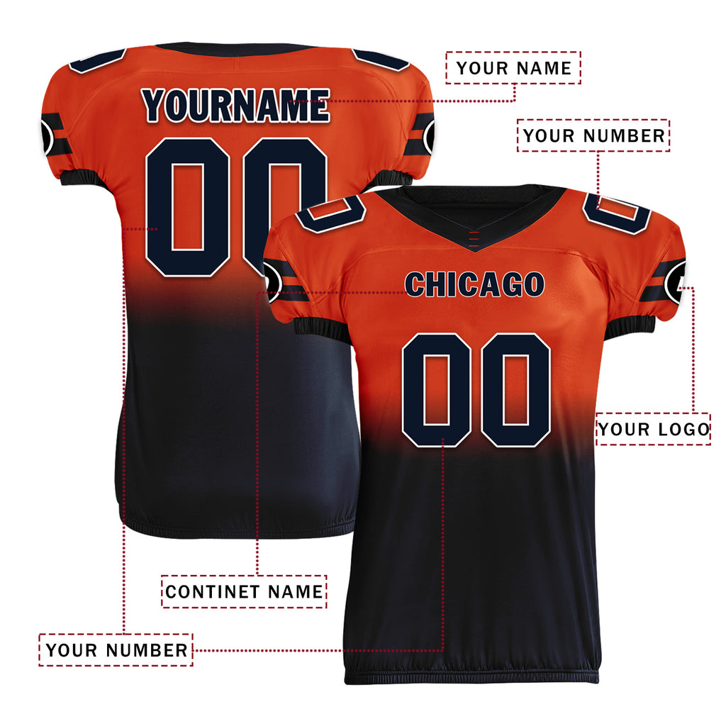 Custom Orange Blue Fade Fashion Chicago High-Performance American Football Jersey FBJ06-D020252-7