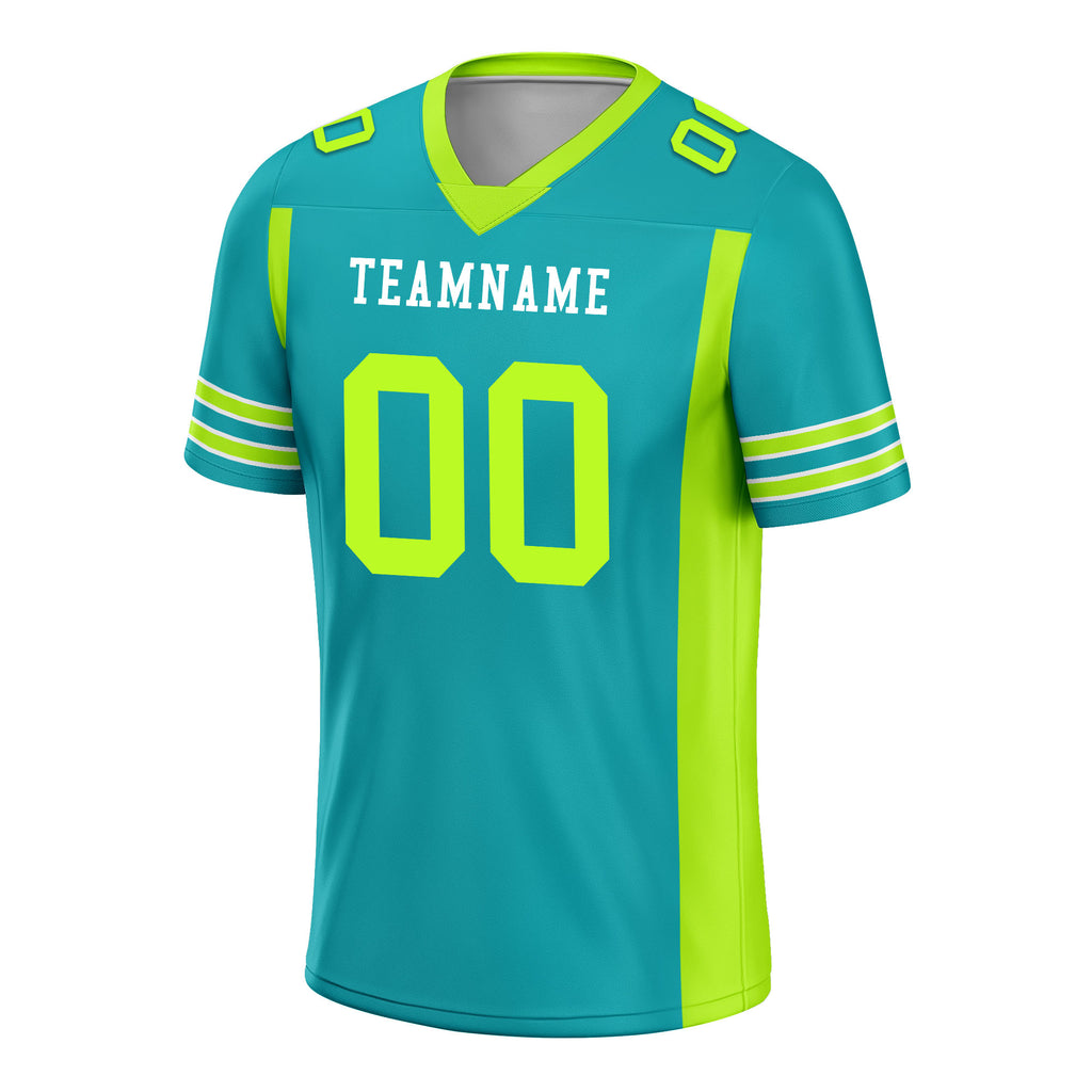 Custom Mint Green Striped Sleeves Personalized Authentic Football Jersey FBJ02-D06047