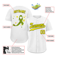 Custom White World Cancer Day Personalized Authentic Baseball Jersey BSBJ01-E06020-5