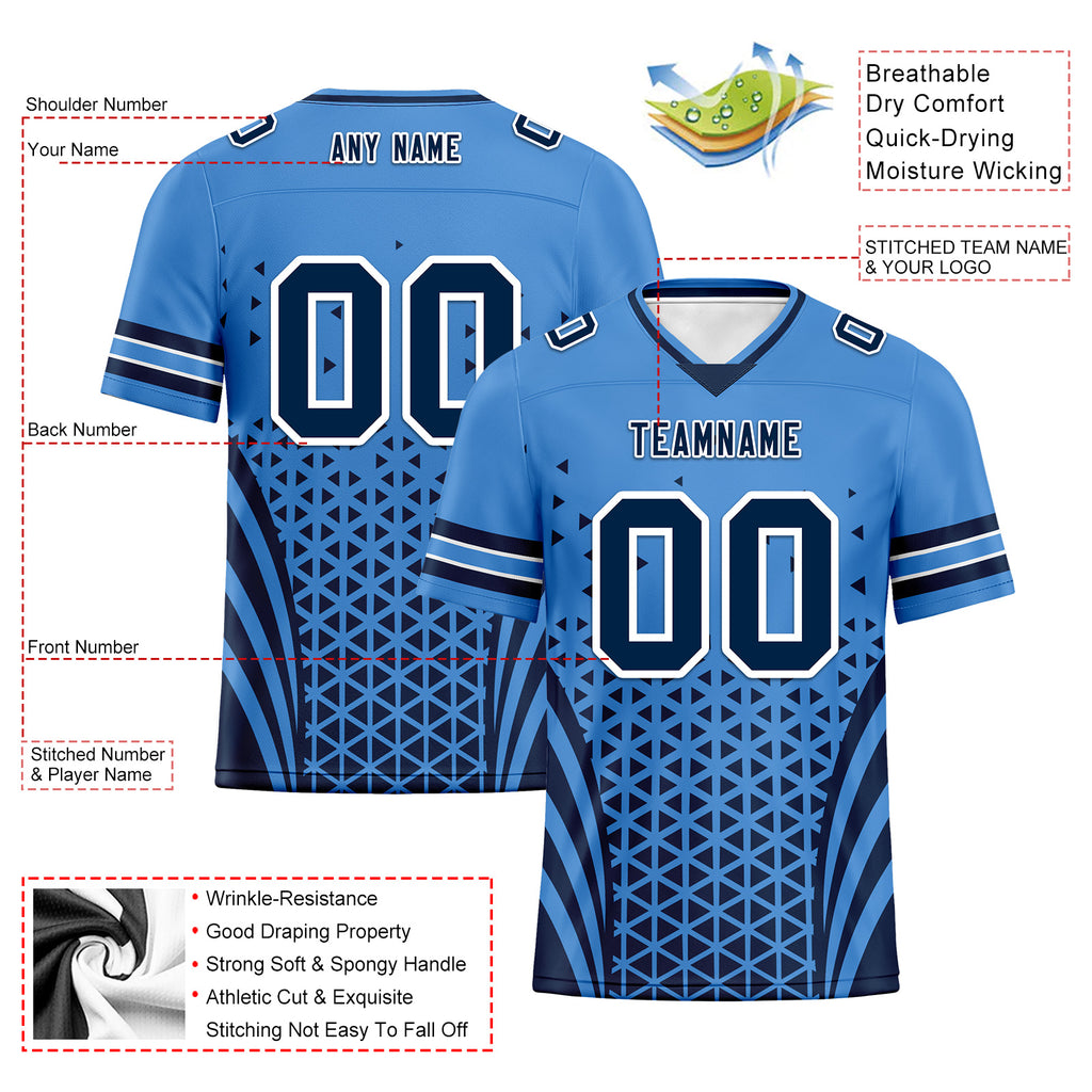 Custom Blue Deep Blue Tennessee Personalized Authentic Football Jersey FBJ02-D023033-32