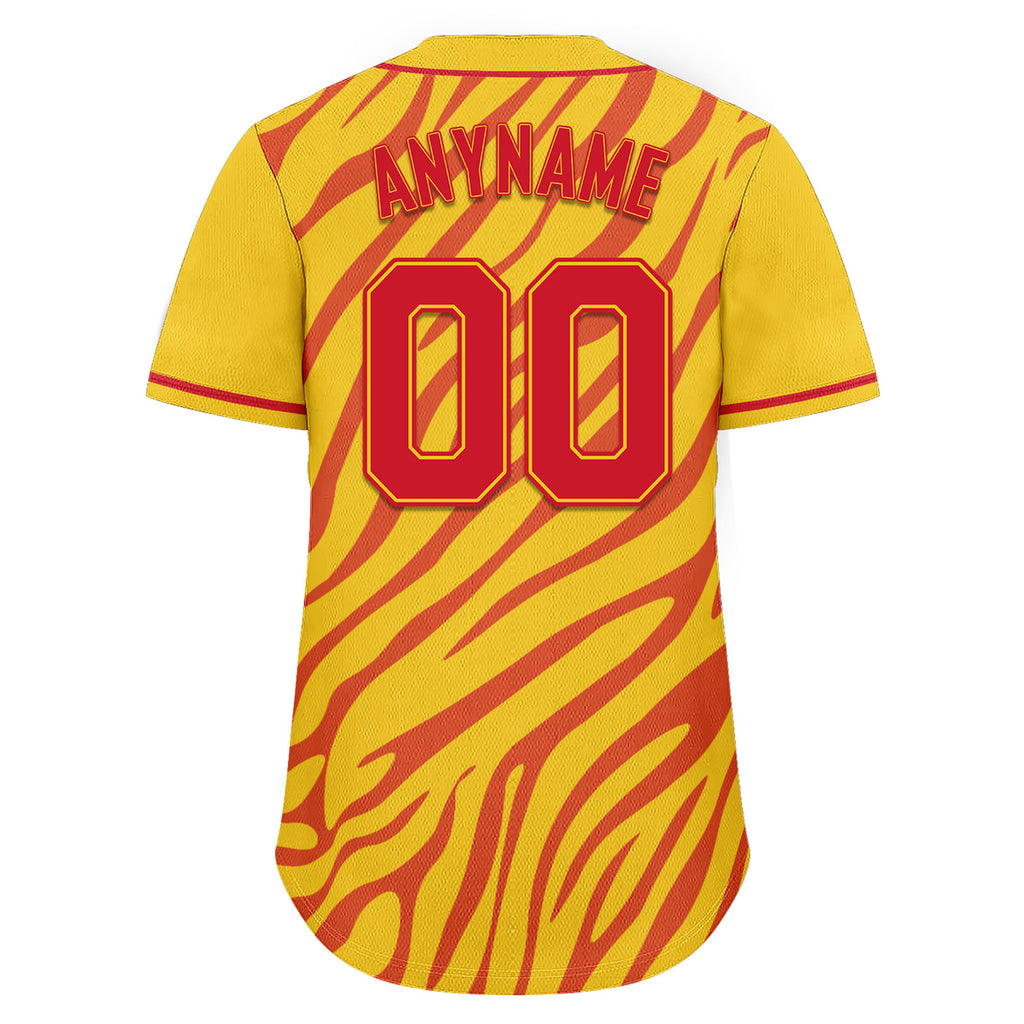 Custom Yellow Red Zebra Pattern Personalized Authentic Baseball Jersey BSBJ01-D020201-5