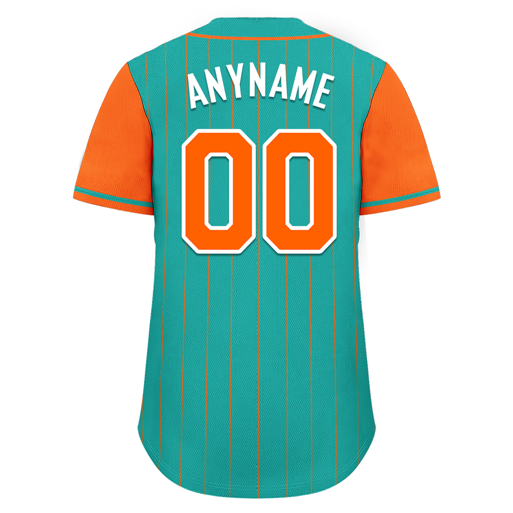 Custom Cyan Orange Stripe Fashion Personalized Authentic Baseball Jersey BSBJ01-D017233