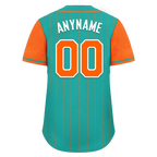 Custom Cyan Orange Stripe Fashion Personalized Authentic Baseball Jersey BSBJ01-D017233