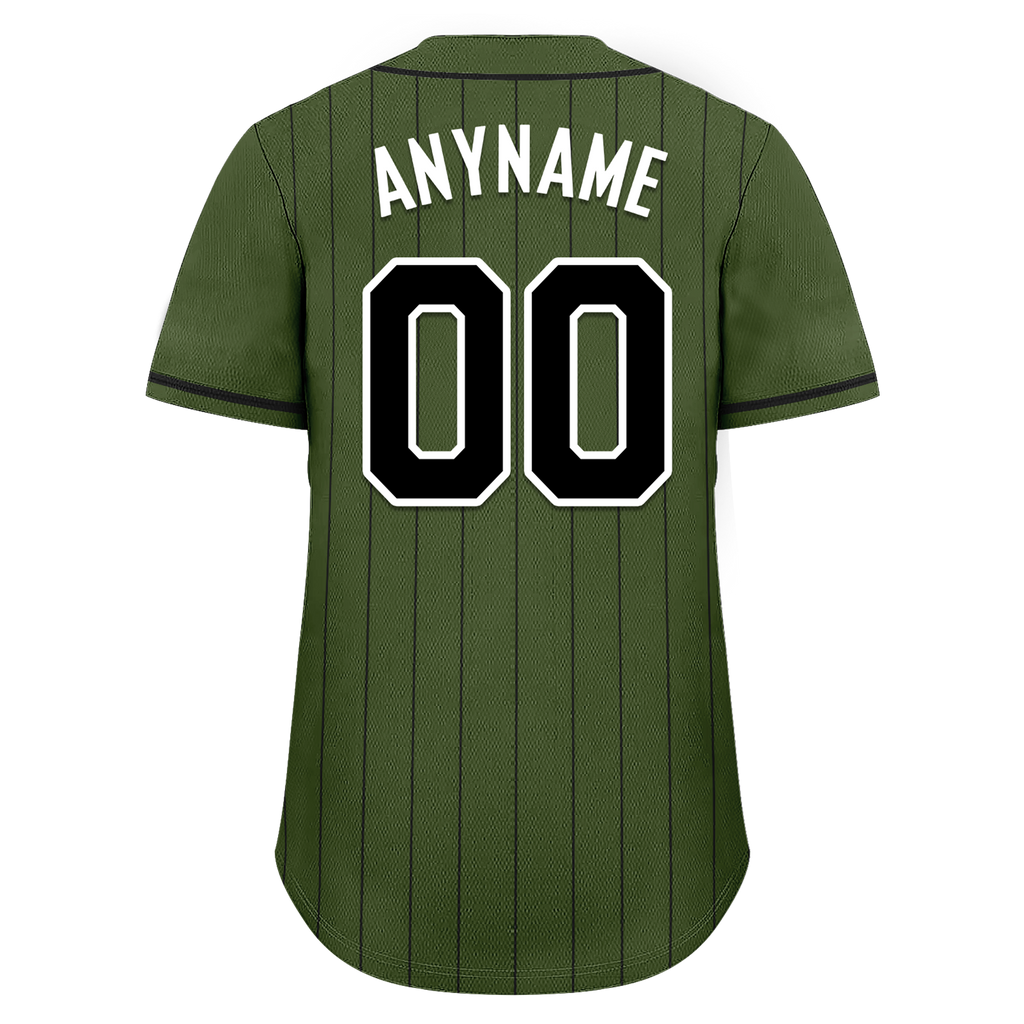 Custom Green Stripe Embroidered Baseball Jersey
