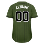 Custom Green Stripe Embroidered Baseball Jersey