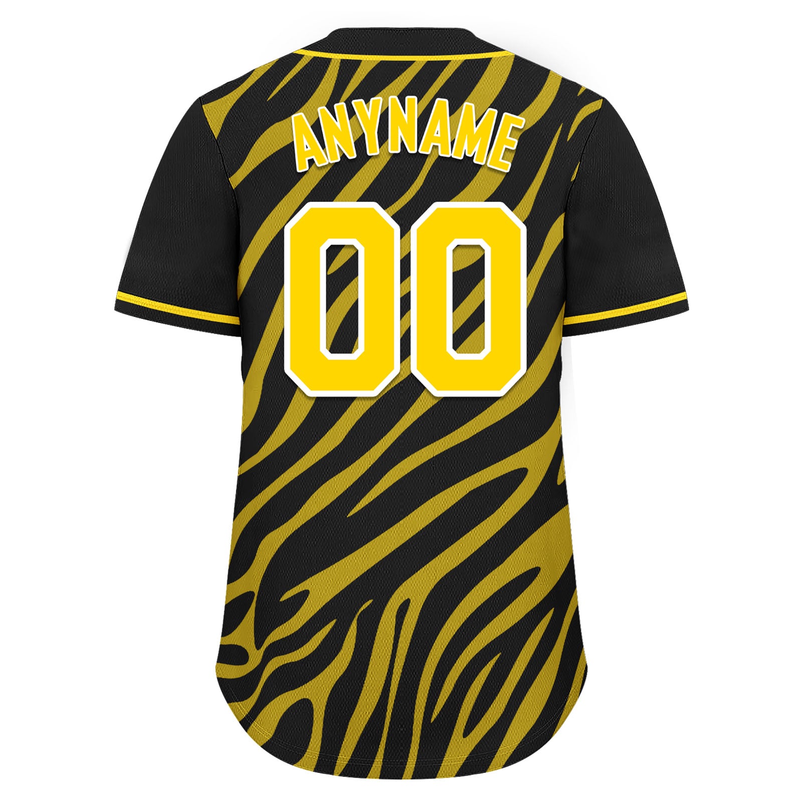 Custom Black Gold Zebra Pattern Personalized Authentic Baseball Jersey BSBJ01-D020201-24