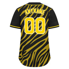 Custom Black Gold Zebra Pattern Personalized Authentic Baseball Jersey BSBJ01-D020201-24