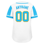 Custom White Blue Raglan Sleeves Personalized Authentic Baseball Jersey BSBJ01-D017167