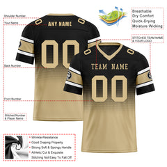 Custom Black Yellow New Orleans Personalized Authentic Football Jersey FBJ02-D020249-19