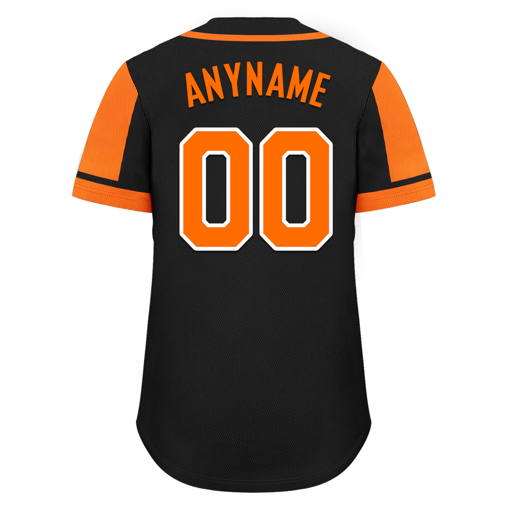 Custom Black Orange Raglan Sleeves Personalized Authentic Baseball Jersey BSBJ01-D017170