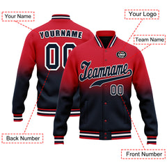 Custom Red Blue Fade Fashion Jacket Bomber Full-Snap Varsity Letterman Personalized Jacket FZ005-D020229-22