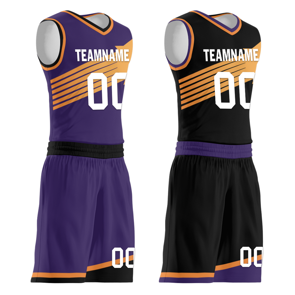 Custom Purple Black Classic Style Reversible Basketball Uniform Personalized Ordinary BBJR-D017058