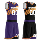 Custom Purple Black Classic Style Reversible Basketball Uniform Personalized Ordinary BBJR-D017058
