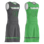 Custom Gray Green Classic Style Reversible Basketball Uniform Personalized Ordinary BBJR-D017046