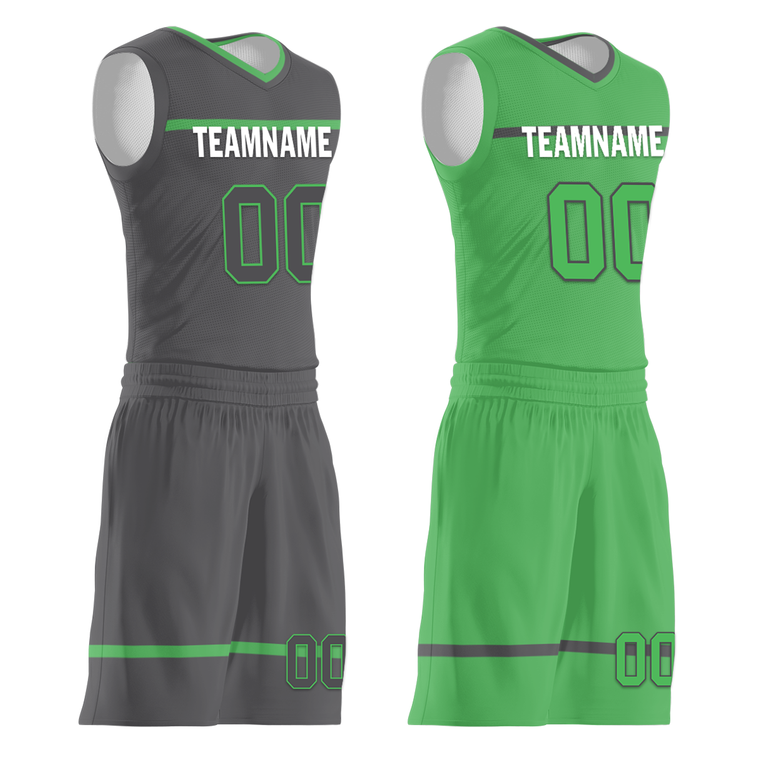 Custom Gray Green Classic Style Reversible Basketball Uniform Personalized Ordinary BBJR-D017046