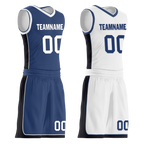 Custom Blue White Classic Style Reversible Basketball Uniform Personalized Ordinary BBJR-D017053