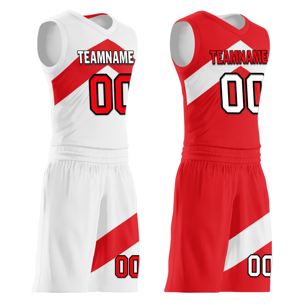 Custom White Red Classic Style Reversible Basketball Uniform Personalized Ordinary BBJR-D017026