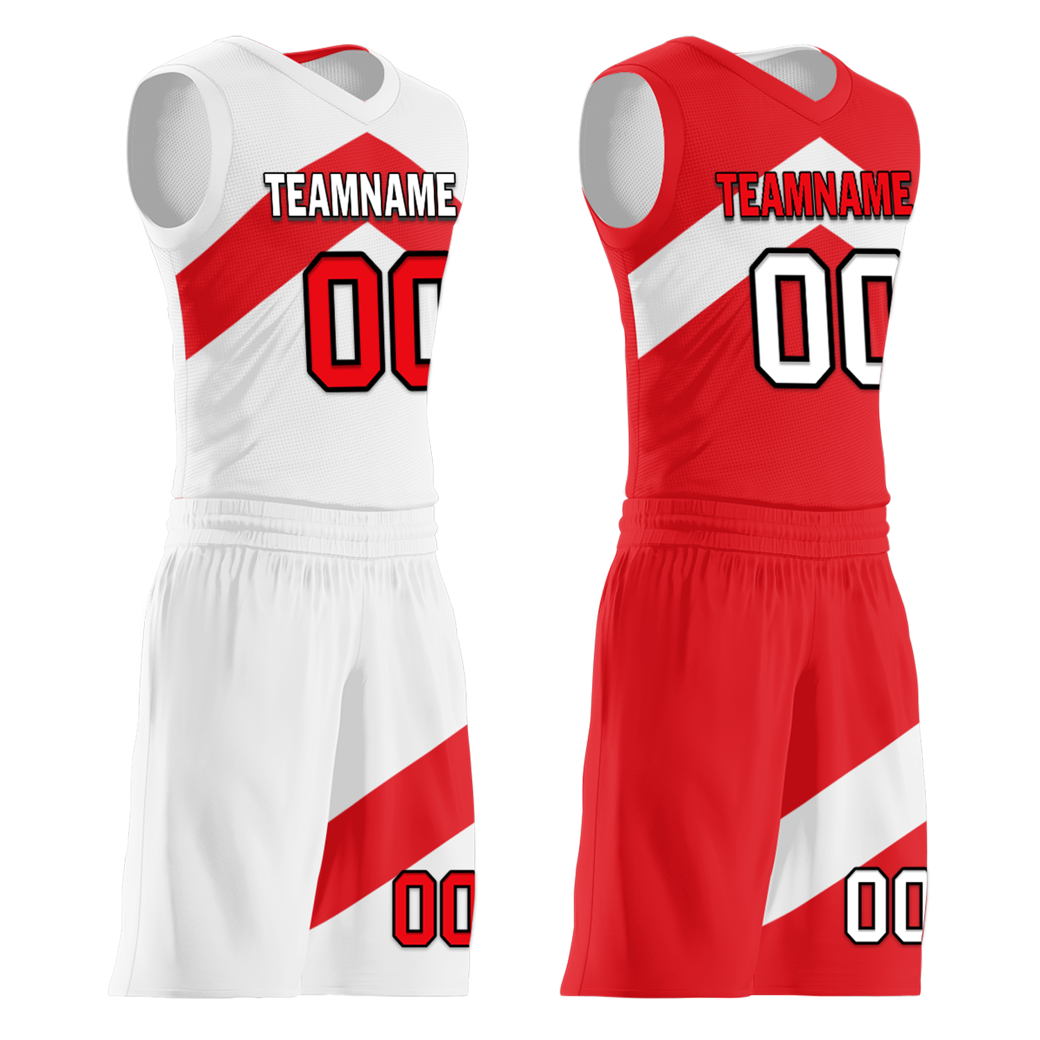 Custom White Red Classic Style Reversible Basketball Uniform Personalized Ordinary BBJR-D017026