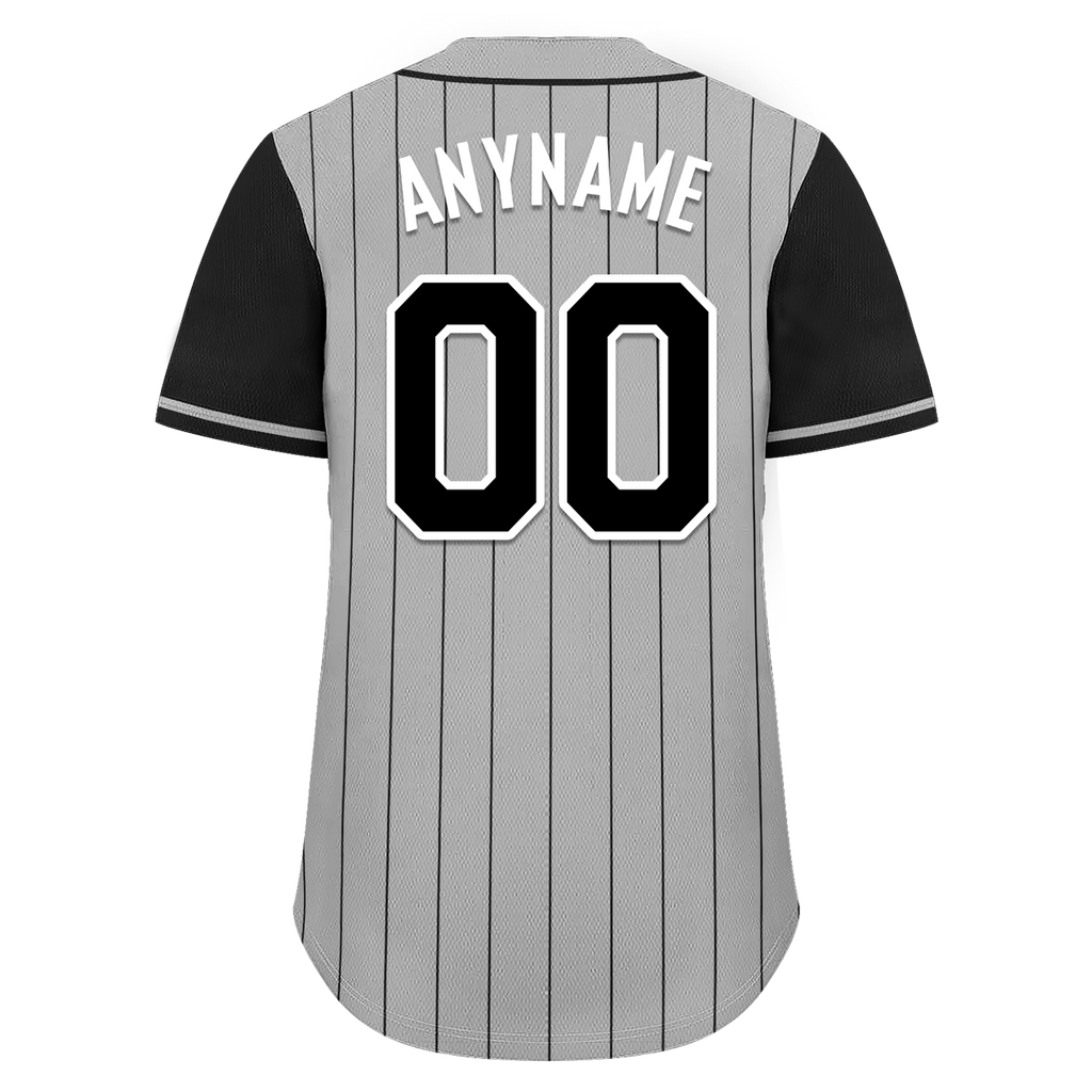 Custom Gray Black Stripe Embroidered Baseball Jersey