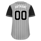 Custom Gray Black Stripe Embroidered Baseball Jersey
