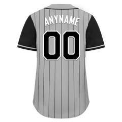 Custom Gray Black Stripe Fashion Personalized Authentic Baseball Jersey BSBJ01-D017254