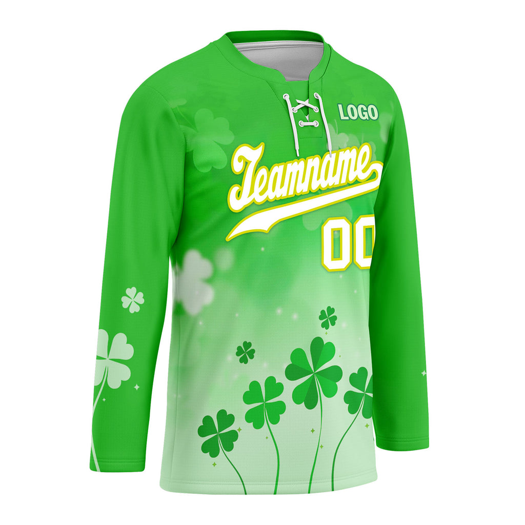 Custom Four-leaf clover Personalized Hockey Jersey HCKJ01-E0615-6