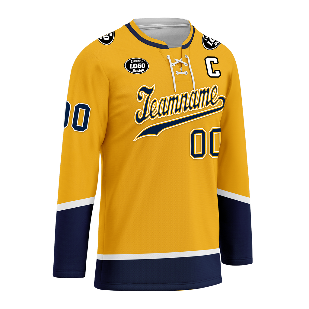 Custom Yellow Personalized Hockey Jersey HCKJ01-D0a70cb