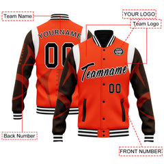 Custom Orange Cleveland Jacket Bomber Full-Snap Varsity Letterman Personalized Jacket FZ005-D025004-11