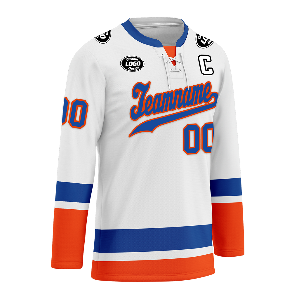 Custom White Orange Personalized Hockey Jersey HCKJ01-D0a700e