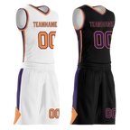 Custom White Black Classic Style Reversible Basketball Uniform Personalized COOLMAX BBJR-D017057