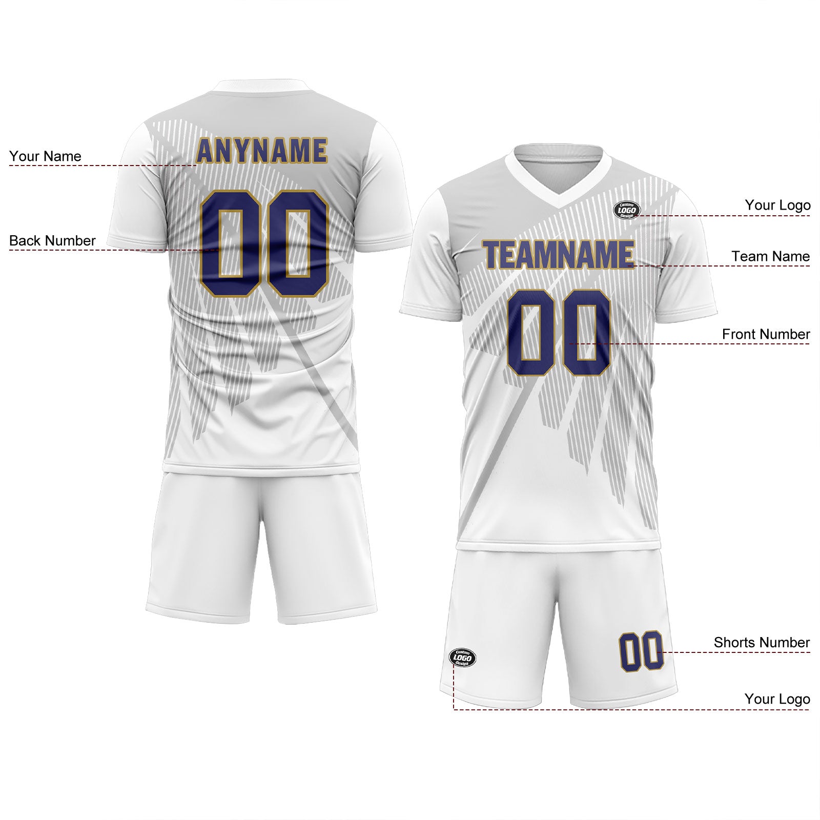Custom Gray White Soccer Sets Jersey Personalized SCJ101-D28042