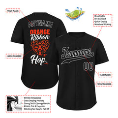 Custom Black World Cancer Day Personalized Authentic Baseball Jersey BSBJ01-E06020-11