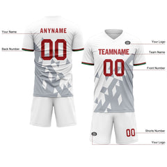 Custom White Gray Soccer Sets Jersey Personalized SCJ101-D28039