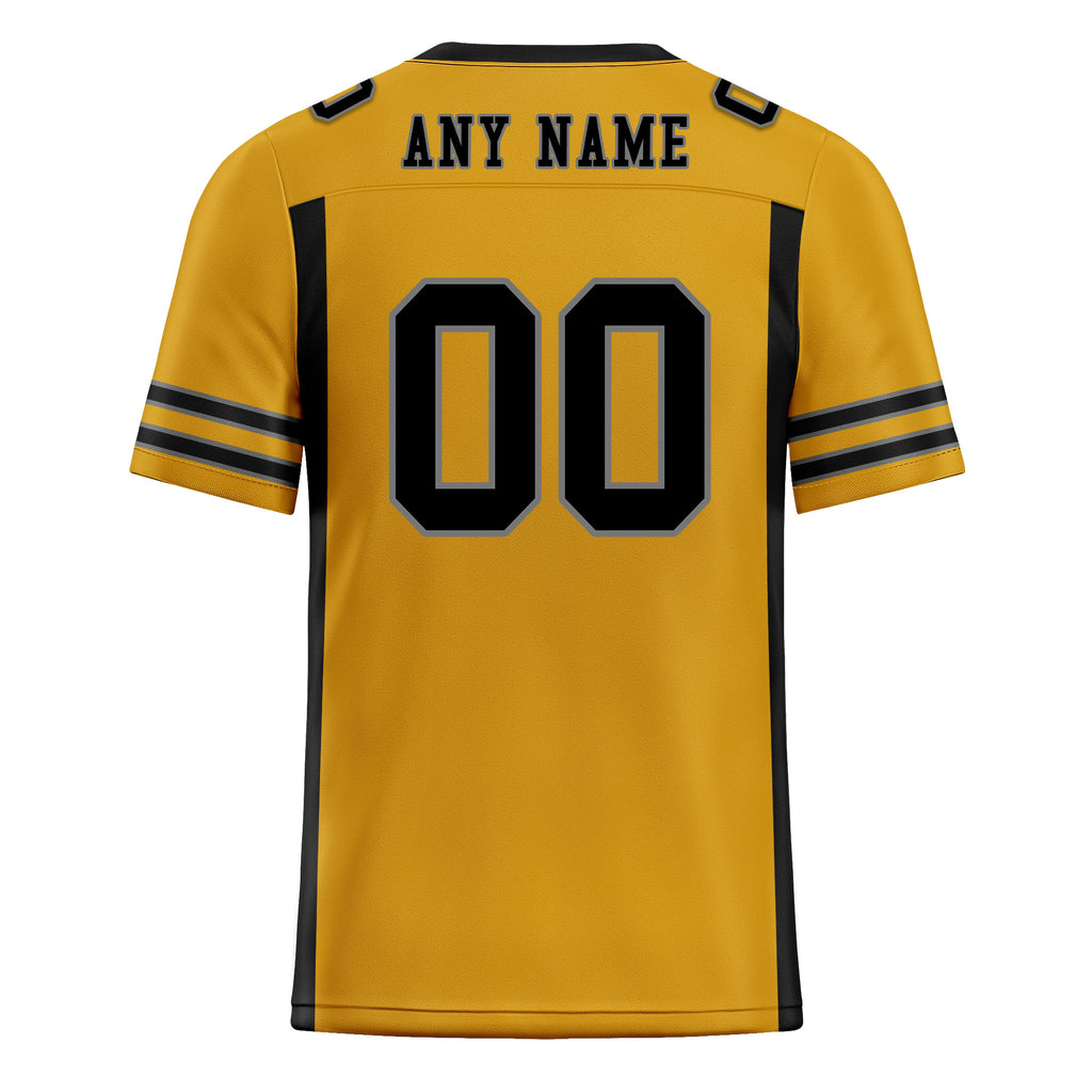 Custom Black Yellow Striped Sleeves Personalized Authentic Football Jersey FBJ02-D06063