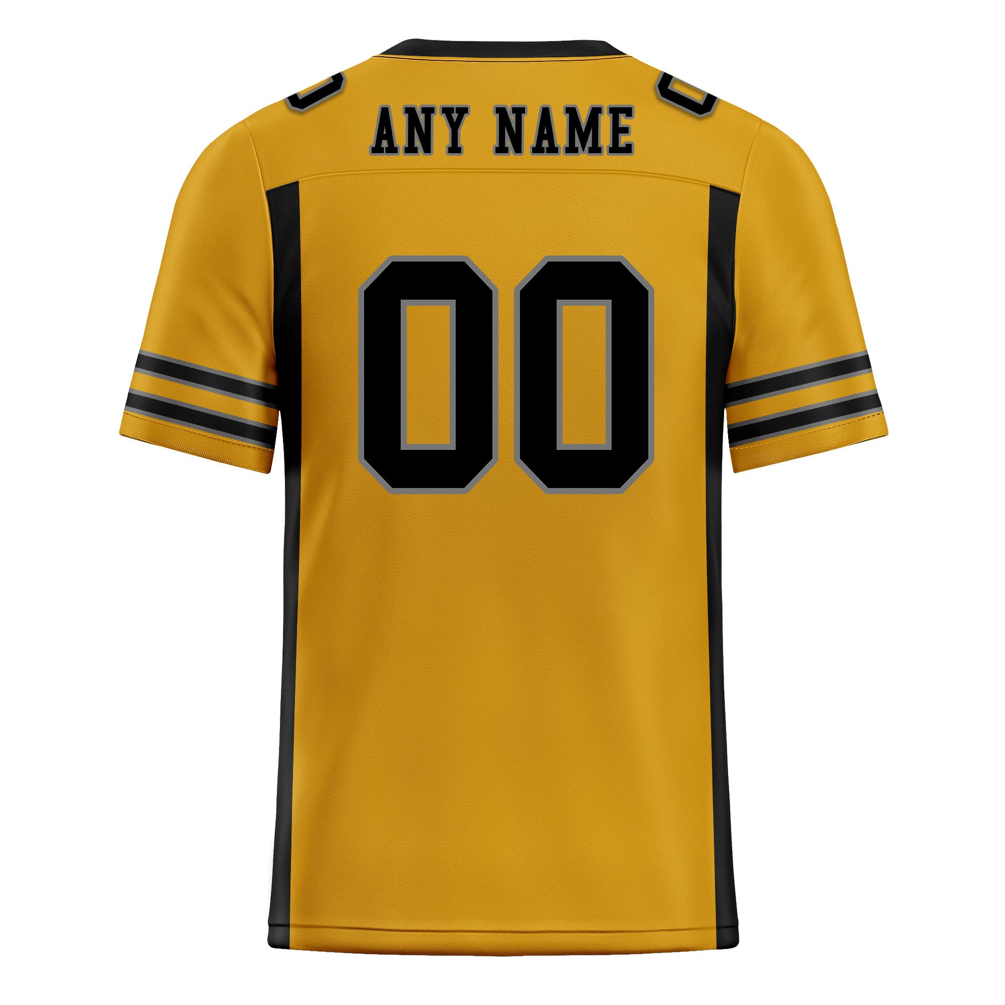Custom Black Yellow Striped Sleeves Personalized Authentic Football Jersey FBJ02-D06063