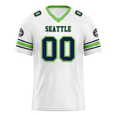 Custom White Green Seattle Personalized Authentic Football Jersey FBJ02-D020256-14