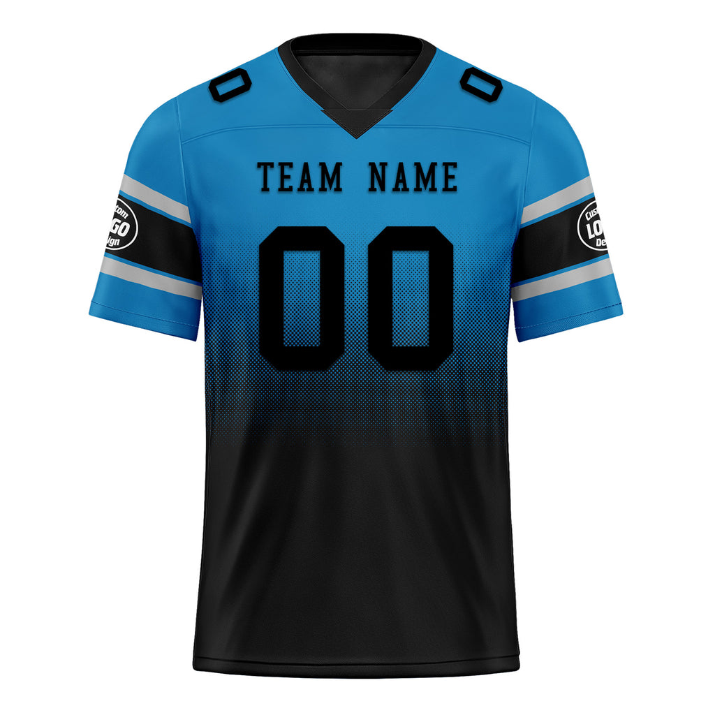 Custom Blue Black Carolina Personalized Authentic Football Jersey FBJ02-D020249-5