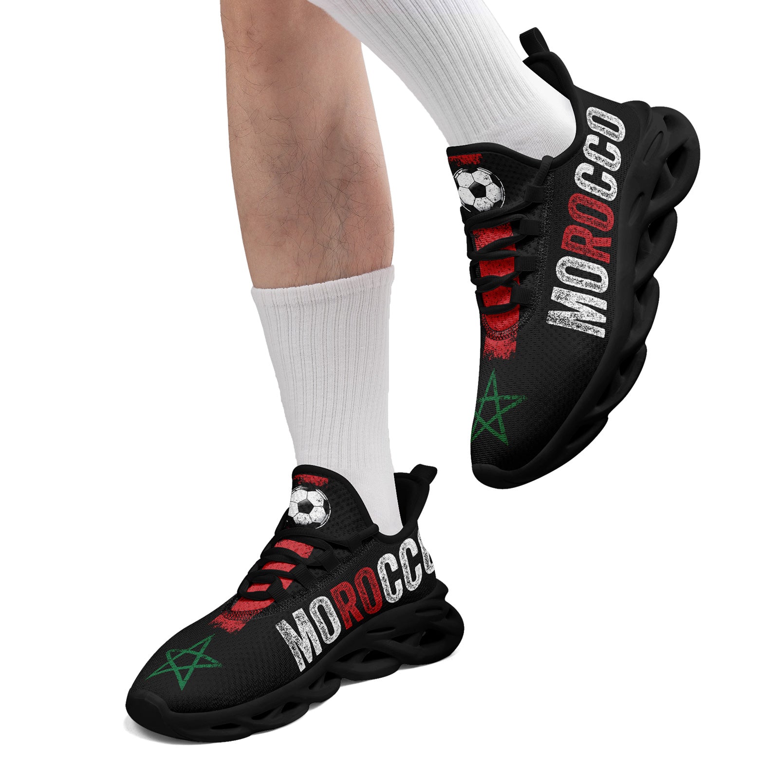 Custom Morocco 2026 World Cup Sneakers DIY Country Flag Running Shoes Lightweight Sport Shoes Gift for Football Fans Personalized Team Name and Logo FN003-F009073-1