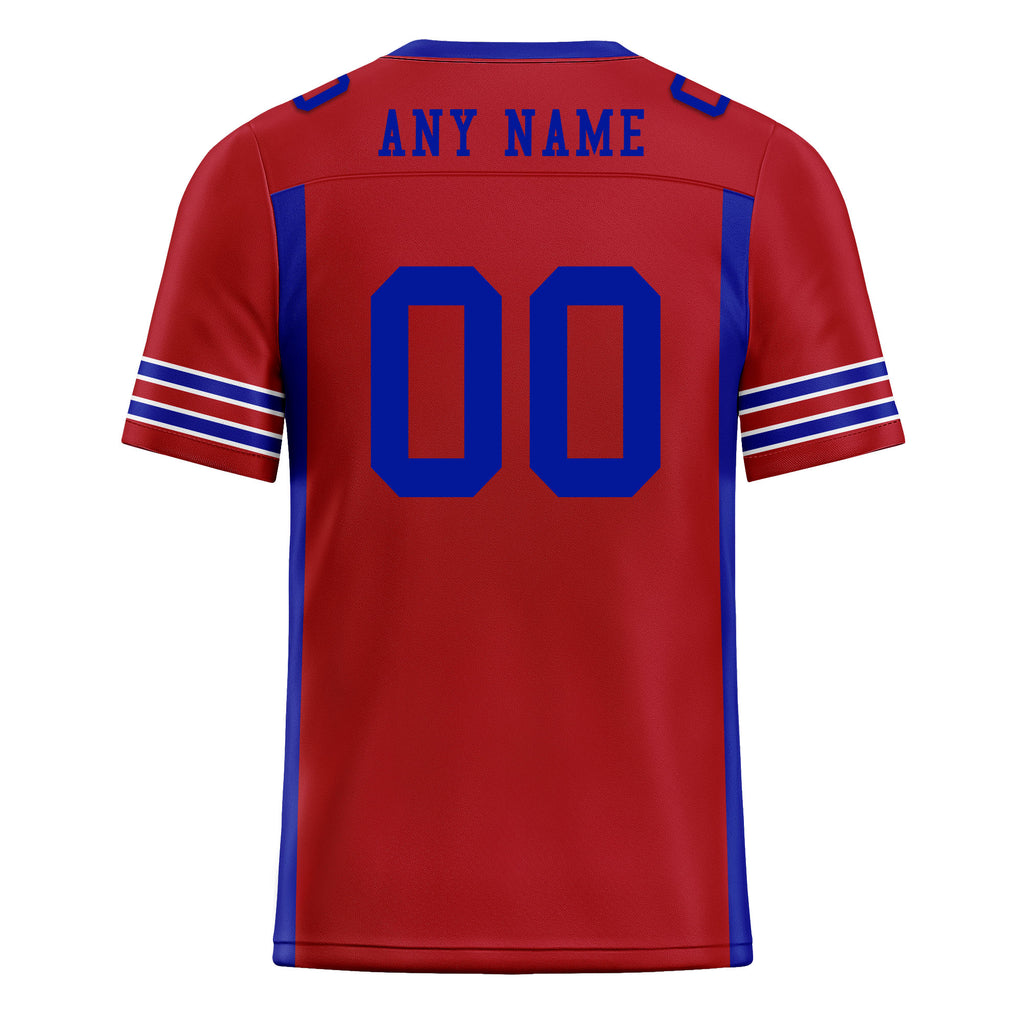 Custom Blue Red Striped Sleeves Personalized Authentic Football Jersey FBJ02-D06057