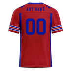 Custom Blue Red Striped Sleeves Personalized Authentic Football Jersey FBJ02-D06057