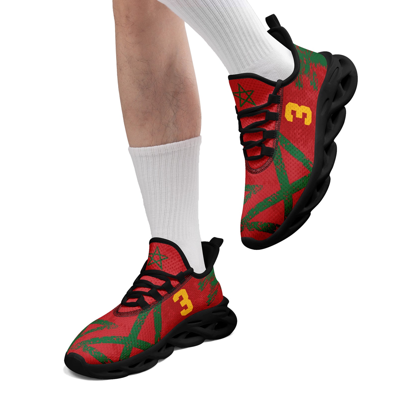 Custom Morocco 2026 World Cup Sneakers DIY Country Flag Running Shoes Lightweight Sport Shoes Gift for Football Fans Personalized Team Name and Logo FN003-F009115-5
