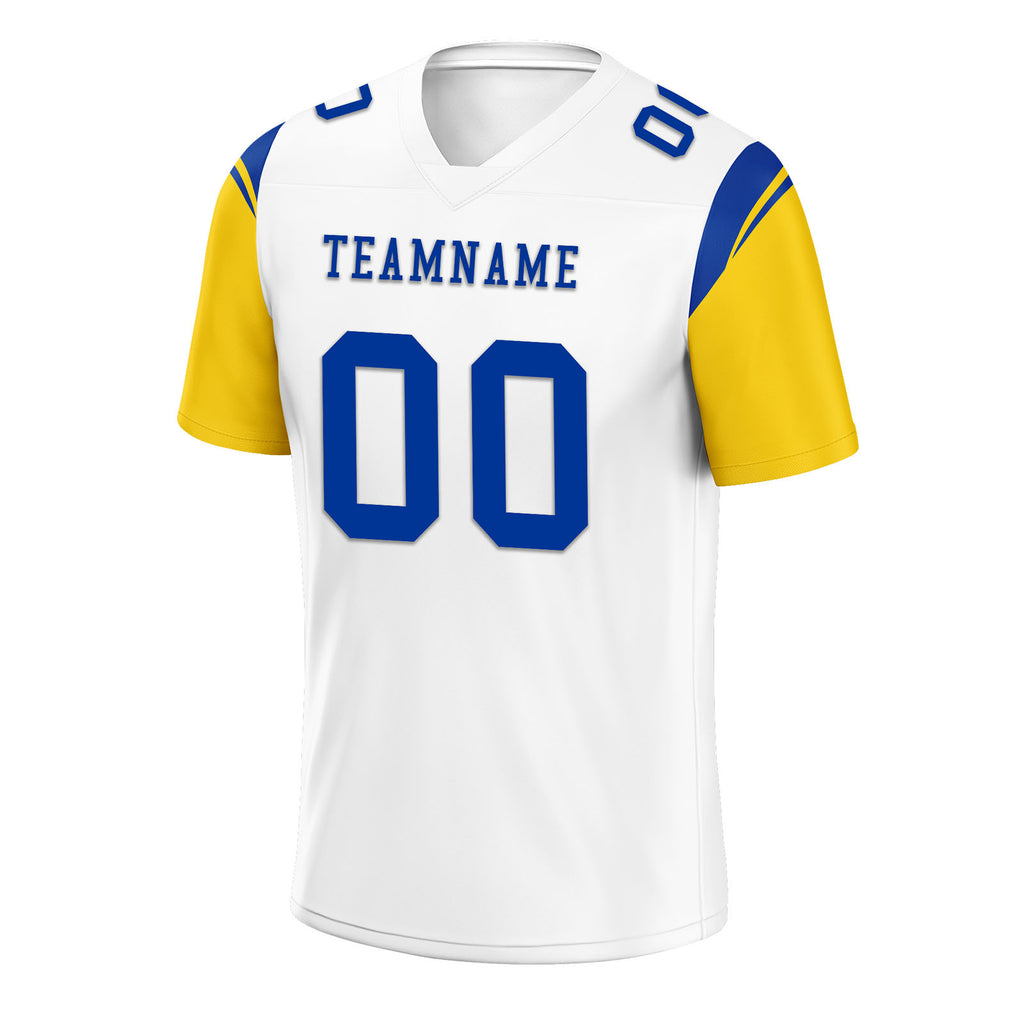 Custom White Yellow Blue Los Angeles Personalized Authentic Football Jersey FBJ02-E0601-9