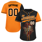 Custom Black Orange Skull Fashion Personalized Authentic Baseball Jersey BSBJ01-D017156